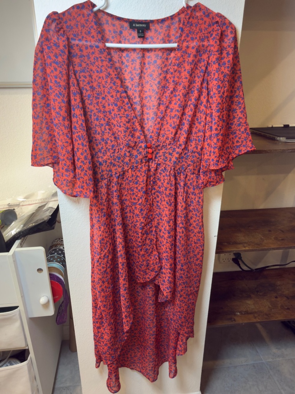 A.B.S. by Allen Schwartz Red Floral Midi Dress